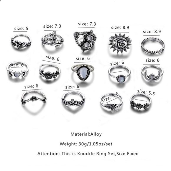 NEW Boho Celestial 14 Piece Ring Set - Picture 3 of 4
